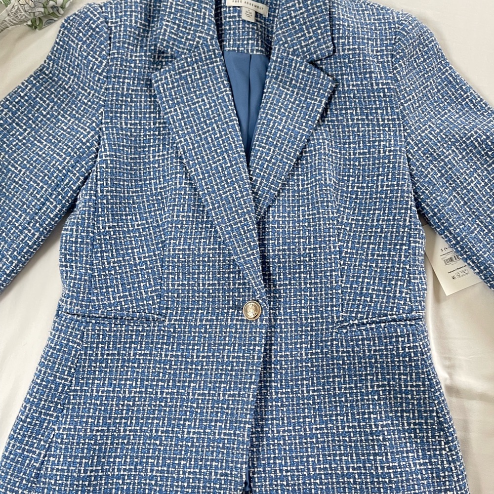 Blue and White Tweed Blazer
